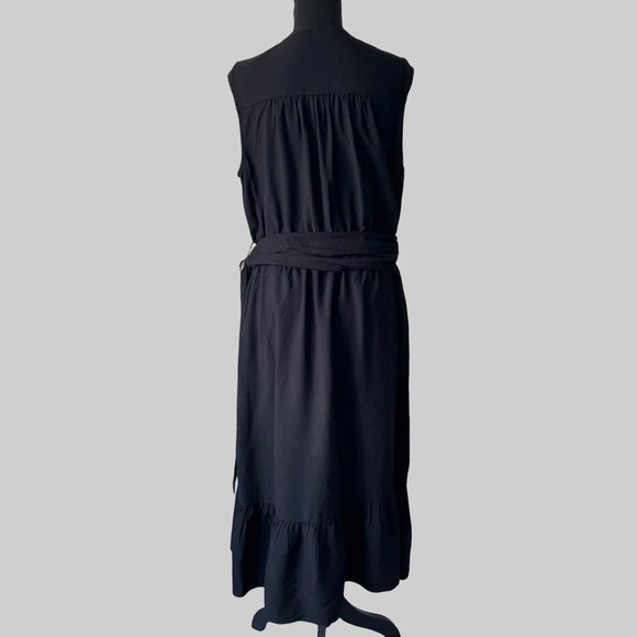 City Chic Black Sleeveless V Neck Midi Dress With Ruffles - Picture 3 of 13